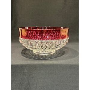 Indiana Glass Diamond Point Ruby Flash Large Serving Bowl